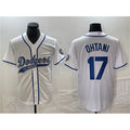 Los Angeles Dodgers #17 Shohei Ohtani White Puhics Cool Base With Patch Stitched Jersey