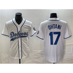 Los Angeles Dodgers #17 Shohei Ohtani White Puhics Cool Base With Patch Stitched Jersey