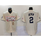 New York Yankees #2 Derek Jeter Cream Puhics Limited Stitched Jerseys