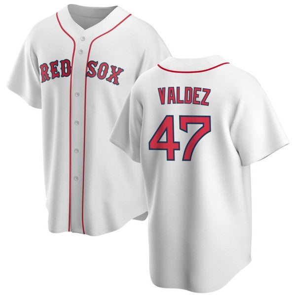 Boston Red Sox #47 Enmanuel Valdez White Puhics Cool Base Stitched Jersey