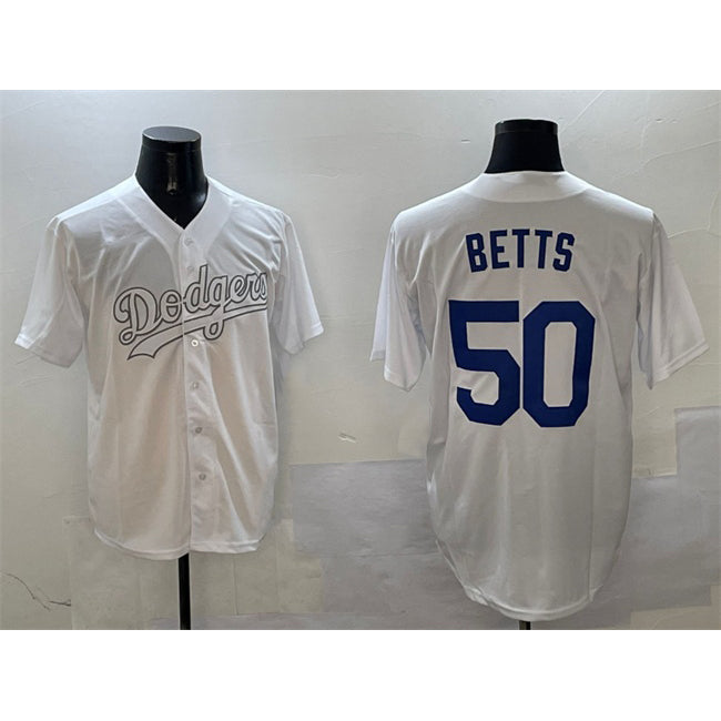 Los Angeles Dodgers #50 Mookie Betts White Puhics Fashion Cool Base Stitched Jersey