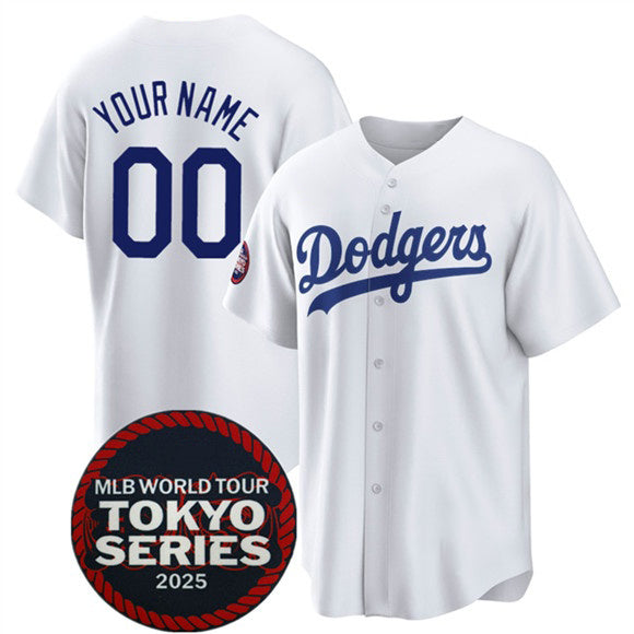 Custom Los Angeles Dodgers ACTIVE PLAYER White Puhics 2025 World Tour Tokyo Series Home Stitched Jersey