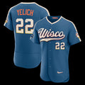 Milwaukee Brewers #22 Christian Yelich Mineral Blue Puhics 2026 City Connect Authentic Sponsor Patch Jersey
