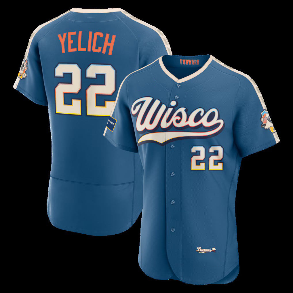 Milwaukee Brewers #22 Christian Yelich Mineral Blue Puhics 2026 City Connect Authentic Sponsor Patch Jersey