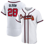 Atlanta Braves #28 Matt Olson White Puhics Flex base Jersey