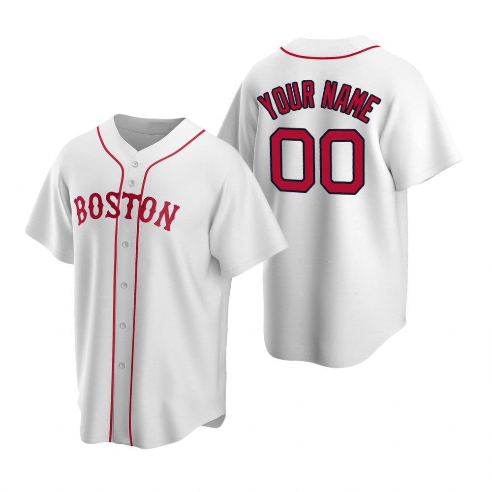 Custom Boston Red Sox White Puhics Stitched Cool Base Jersey