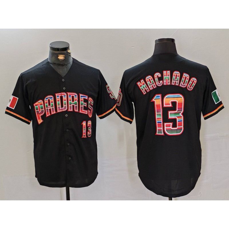 San Diego Padres #13 Manny Machado Black Puhics Mexico Cool Base Stitched Jersey