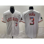 Houston Astros #3 Jeremy Pena Number White Puhics Rainbow World Serise Champions Patch Cool Base Stitched Jersey