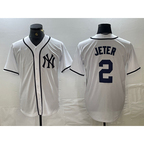 New York Yankees #2 Derek Jeter White Puhics Fashion Cool Base Jersey