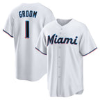 Miami Marlins #1 Groom White Puhics Home Replica Jersey