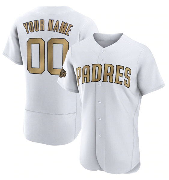 Custom San Diego Padres Active Player White Puhics 2022 All-Star Flex Base Stitched Jersey