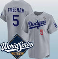 Los Angeles Dodgers #5 Freddie Freeman Gray Puhics 2025 World Series Limited Stitched Jersey