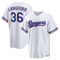 Texas Rangers #36 Wyatt Langford White Puhics Home Replica Jersey
