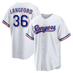 Texas Rangers #36 Wyatt Langford White Puhics Home Replica Jersey