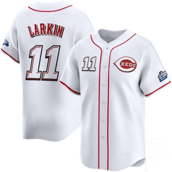 Cincinnati Reds #11 Barry Larkin White Puhics 2025 Speedway Classic Home Limited Stitched Jersey