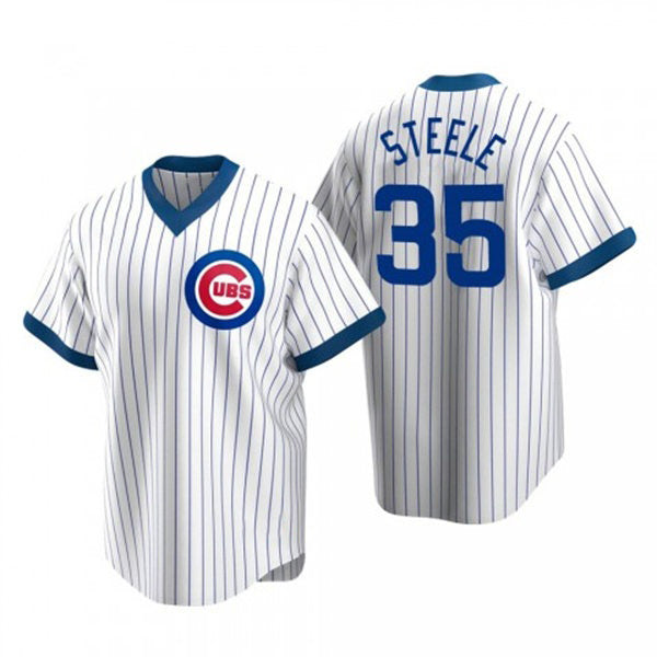 Chicago Cubs #35 Justin Steele White Puhics Pullover Cooperstown Jersey