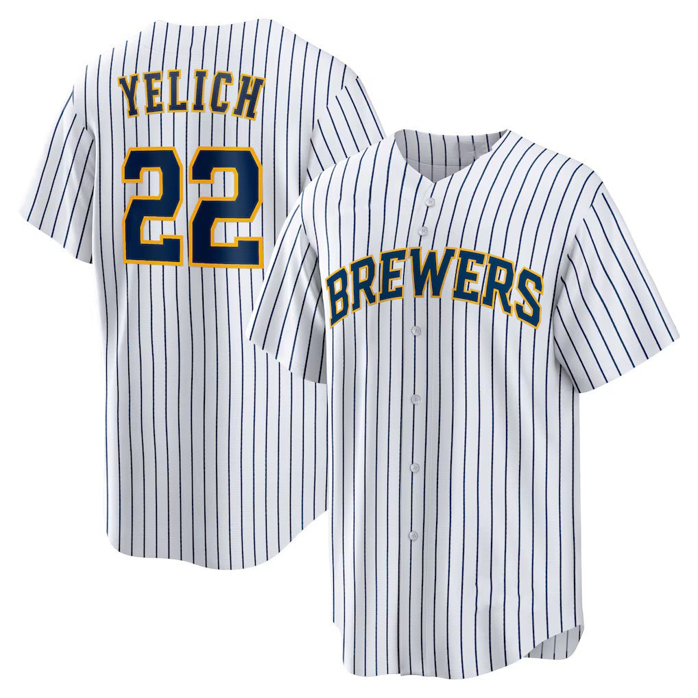 Milwaukee Brewers #22 Christian Yelich White Puhics Alternate Replica Player Jersey