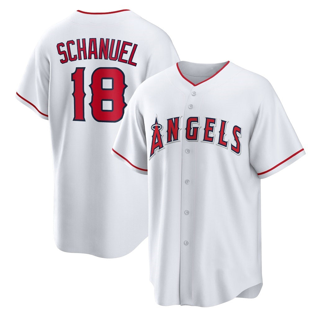 Los Angeles Angels #18 Nolan Schanuel White Puhics Home Replica Jersey