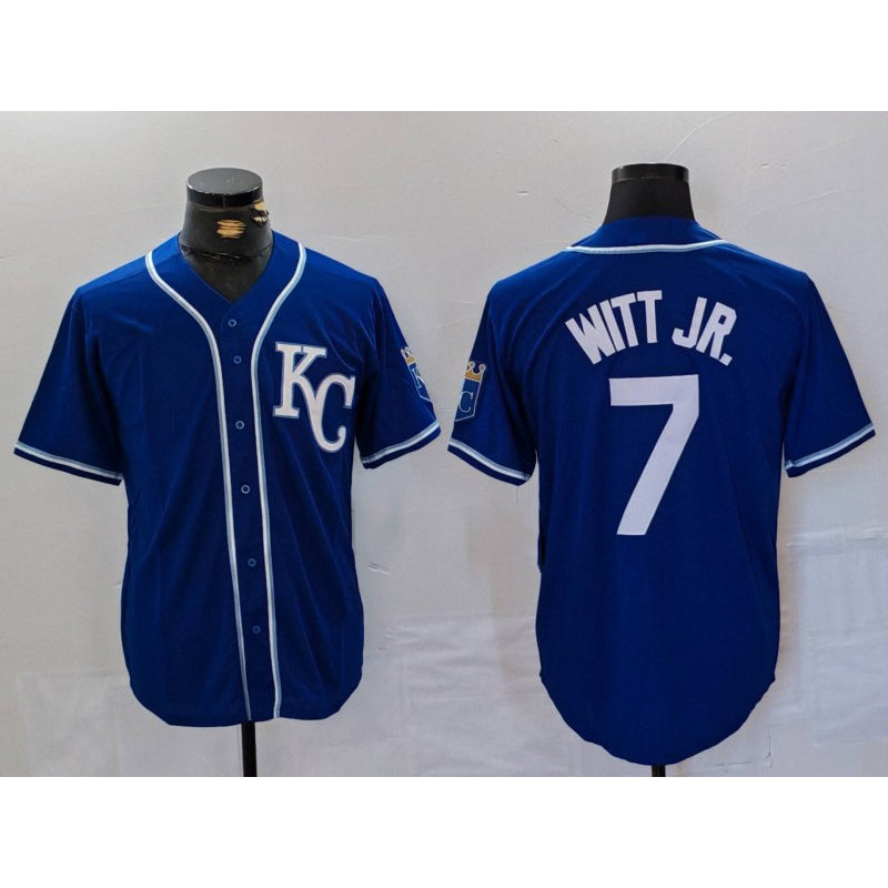 Kansas City Royals #7 Bobby Witt Jr Royal Puhics Cool Base Stitched Jersey