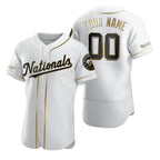 Custom Washington Nationals White Puhics Stitched Flex Base Golden Edition Jersey