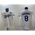 Los Angeles Dodgers #8 Enrique Hern¨¢ndez White Puhics 2024 World Series Cool Base Stitched Jersey