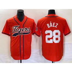 Detroit Tigers #28 Javier B¨¢ez Orange Puhics Cool Base Stitched Jersey