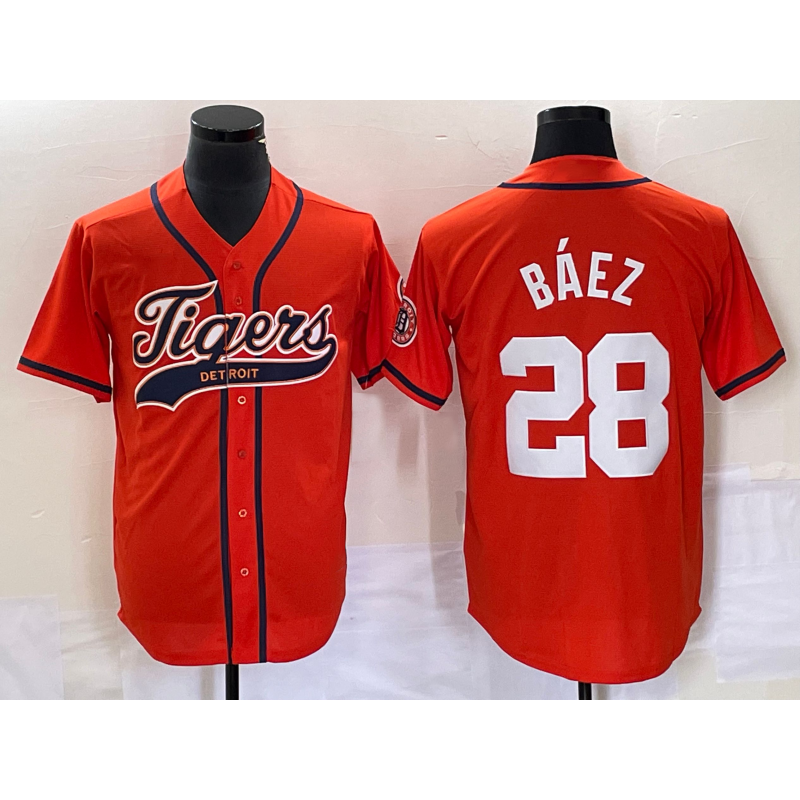Detroit Tigers #28 Javier B¨¢ez Orange Puhics Cool Base Stitched Jersey