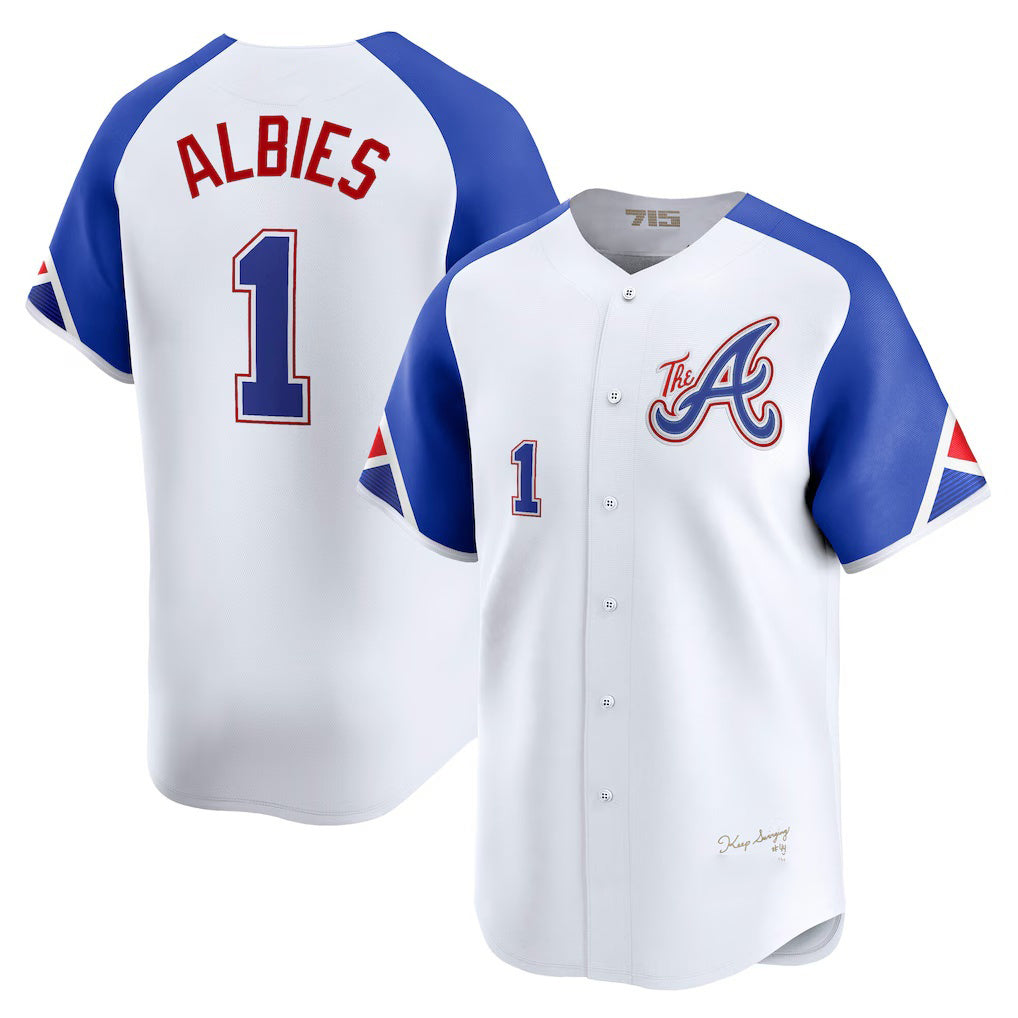 Atlanta Braves #1 Ozzie Albies White Puhics City Connect Limited Player Jersey