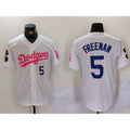 Los Angeles Dodgers #5 Freddie Freeman White Pink Puhics Vin & Kobe Patch Stitched Jersey1