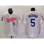 Los Angeles Dodgers #5 Freddie Freeman White Pink Puhics Vin & Kobe Patch Stitched Jersey1
