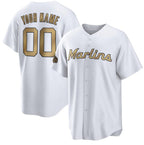 Custom Miami Marlins Active Player White Puhics 2022 All-Star Cool Base Stitched Jersey