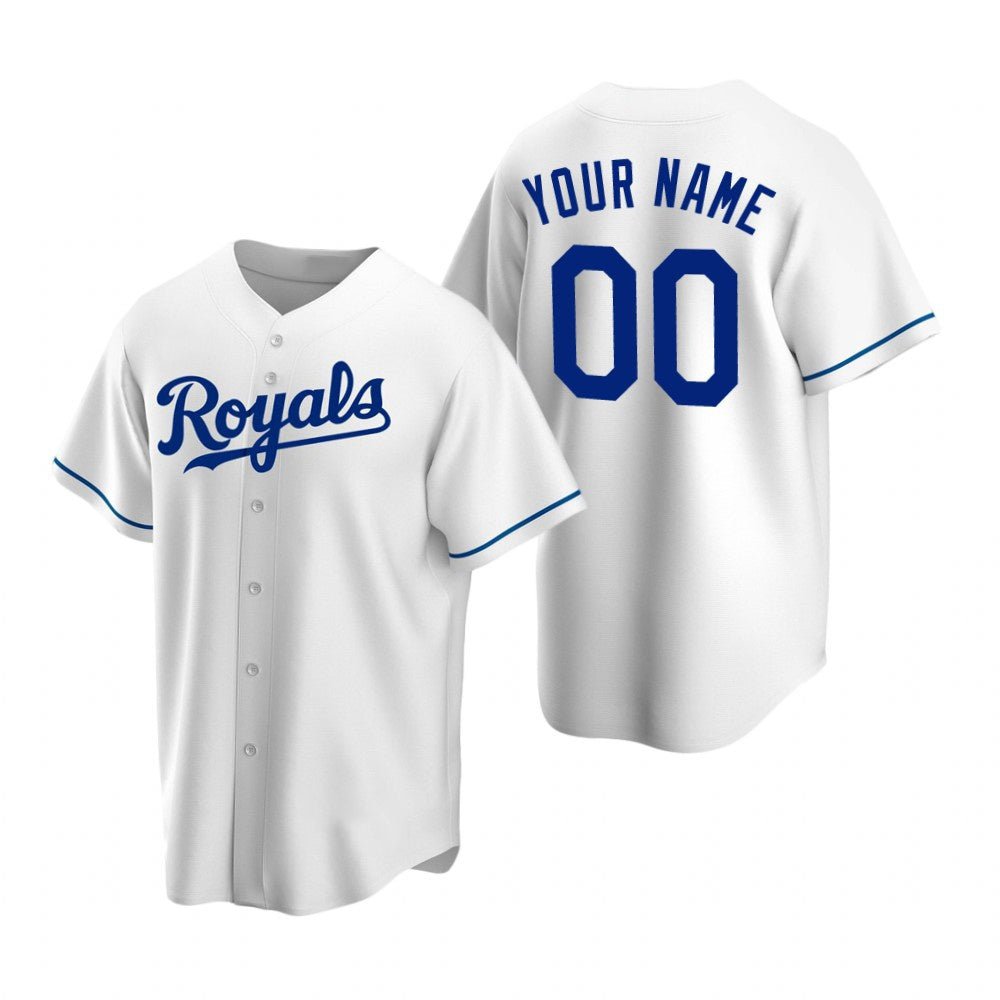 Custom Kansas City Royals White Puhics Stitched Cool Base Home Jersey