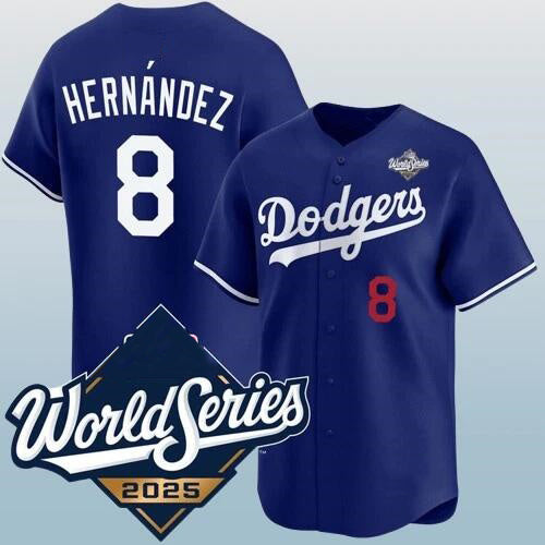 Los Angeles Dodgers #8 Enrique Hern¨¢ndez Blue Puhics 2025 World Series Vapor Limited Stitched Jersey