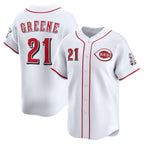 Cincinnati Reds #21 Hunter Greene White Puhics Home Limited Player Jersey