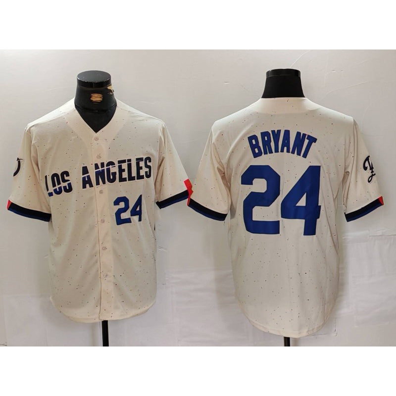 Los Angeles Dodgers #24 Kobe Bryant Number Cream Puhics 2024 City Connect Limited Stitched Jerseys