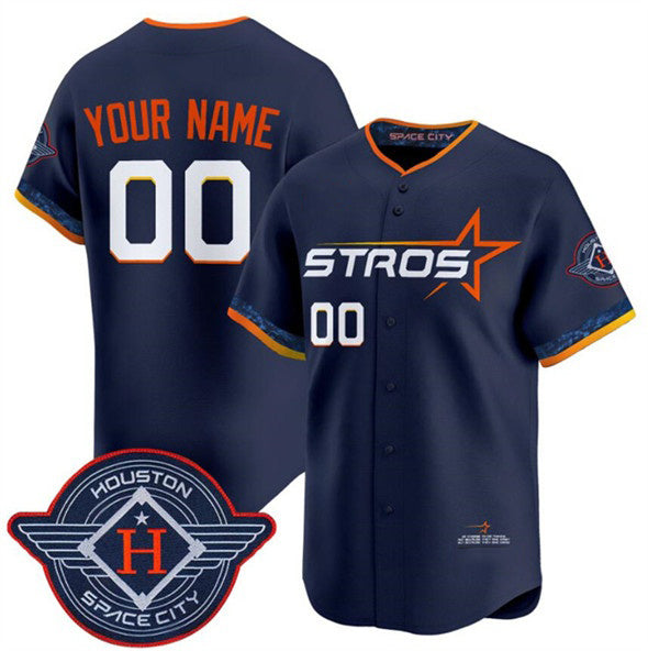 Custom Houston Astros Active Player Navy Puhics 2025 City Connect Limited Stitched Jersey