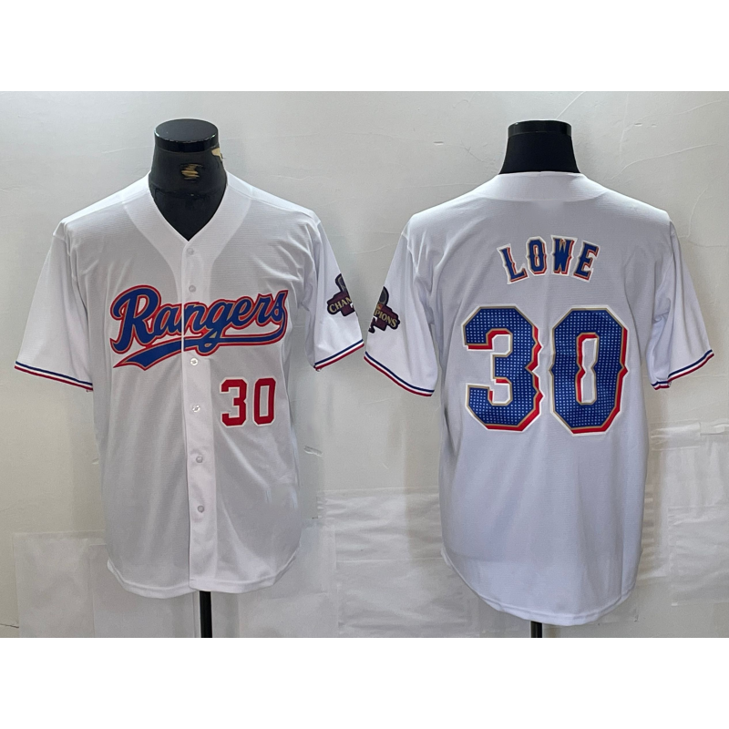 Texas Rangers #30 Nathaniel Lowe Number White Puhics 2024 Gold Collection Limited Cool Base Jerseys