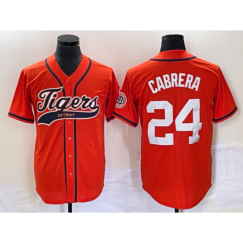 Detroit Tigers #24 Miguel Cabrera Orange Puhics Cool Base Stitched Jersey