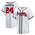 Atlanta Braves #24 Deion Sanders White Puhics Home Retired Player Replica Jersey