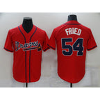 Atlanta Braves #54 Max Fried Red Puhics Stitched Cool Base Jersey