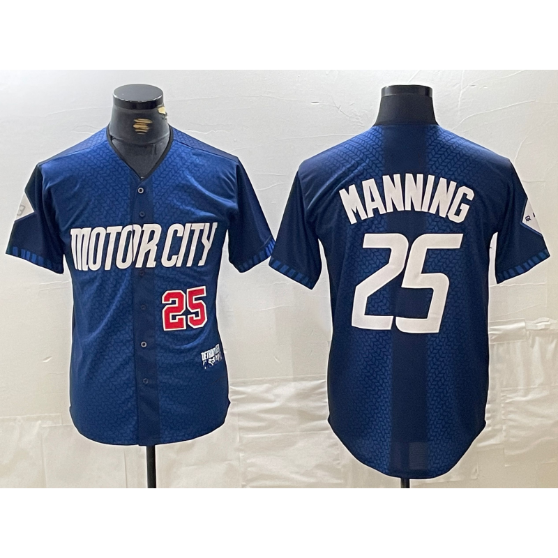Detroit Tigers #25 Matt Manning Number 2024 Navy Puhics City Connect Cool Base Limited Stitched Jersey