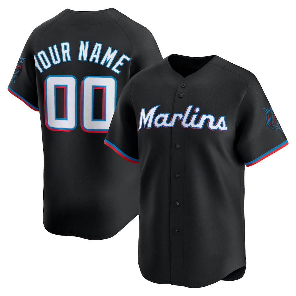 Custom Miami Marlins Black Puhics Alternate Limited Jersey