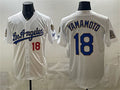 Los Angeles Dodgers #18 Yoshinobu Yamamoto White Puhics 2026 Gold Collection 9x & B2B Champs Patch Stitched Jersey