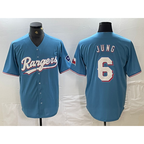 Texas Rangers #6 Josh Jung Light Blue Puhics Team Logo Cool Base Jersey