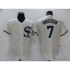 Chicago White Sox #7 Tim Anderson 2021 Cream Puhics Navy Field of Dreams Name Flex Base Stitched Jersey
