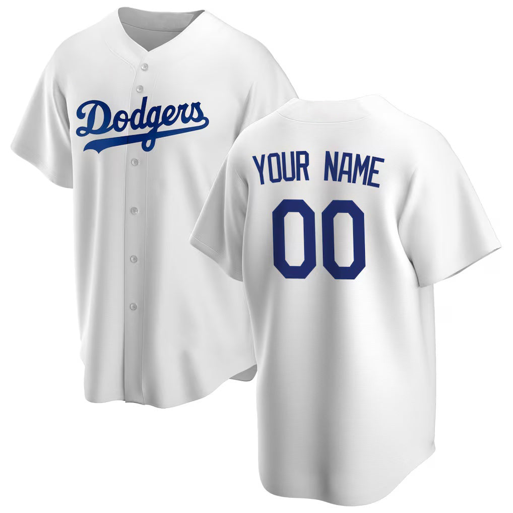Custom Los Angeles Dodgers White Puhics Home Replica Jersey