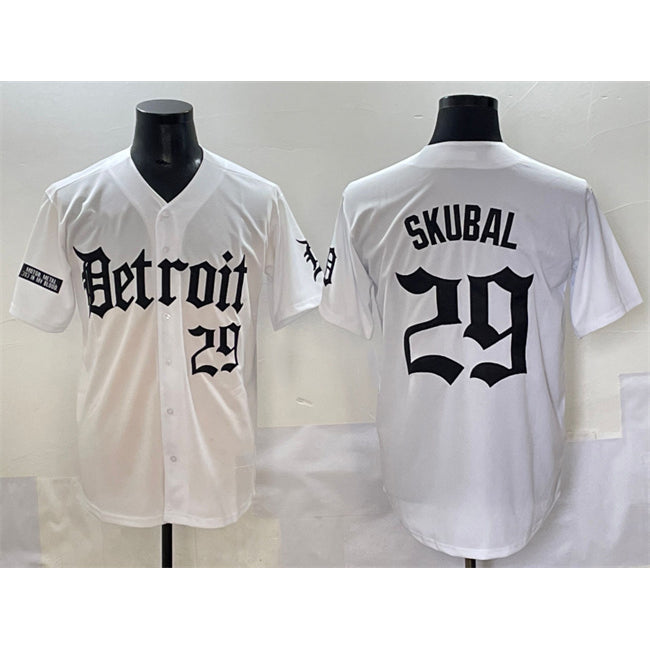 Detroit Tigers #29 Tarik Skubal White Puhics 'Motor Gothic Edition' Vapor Premier Limited Stitched Jersey