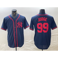 New York Yankees #99 Aaron Judge Navy Red Puhics Fashion Cool Base Jersey