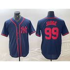 New York Yankees #99 Aaron Judge Navy Red Puhics Fashion Cool Base Jersey
