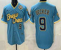 Milwaukee Brewers #9 Bob Uecker Blue Puhics City Connect Limited Jersey